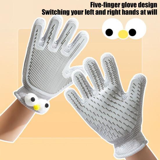 Pet Hair Removal Gloves 2-in-1 Deshedding Grooming Glove for Dogs Cats Double Sided Fur Remover Mitt for Couch Clothes Carpet Car Seat