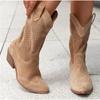 Fashion New Style Popular White Western Fashion Cowboy Boots Low Heels Women's Mid-Calf Luxury Cowgirl Boots Casual Shoes Zapatos Mujer