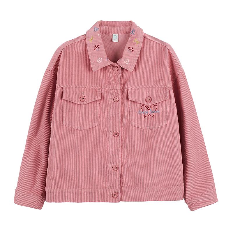 Xiaoyinman Girls' Embroidered Pure Cotton Lapel Jacket