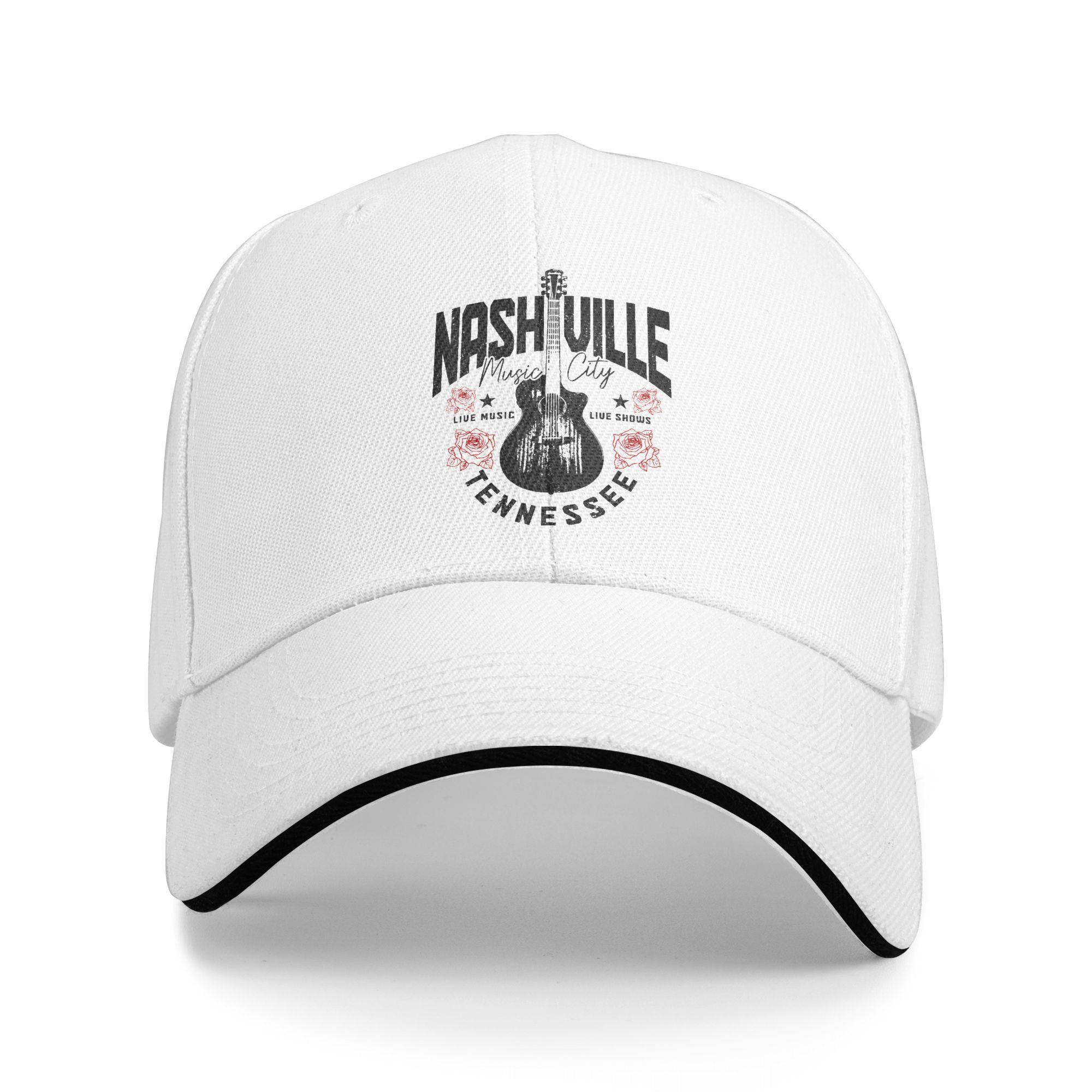 Nashville Tennessee Country Music Sandwich Baseball Cap Casual All Seasons Guitar City Sun Cap Running Golf Adjustable Adult Hat Adjustable