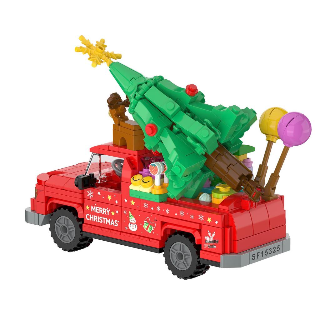 Christmas Red Cart Building Blocks Educational Toy for Children