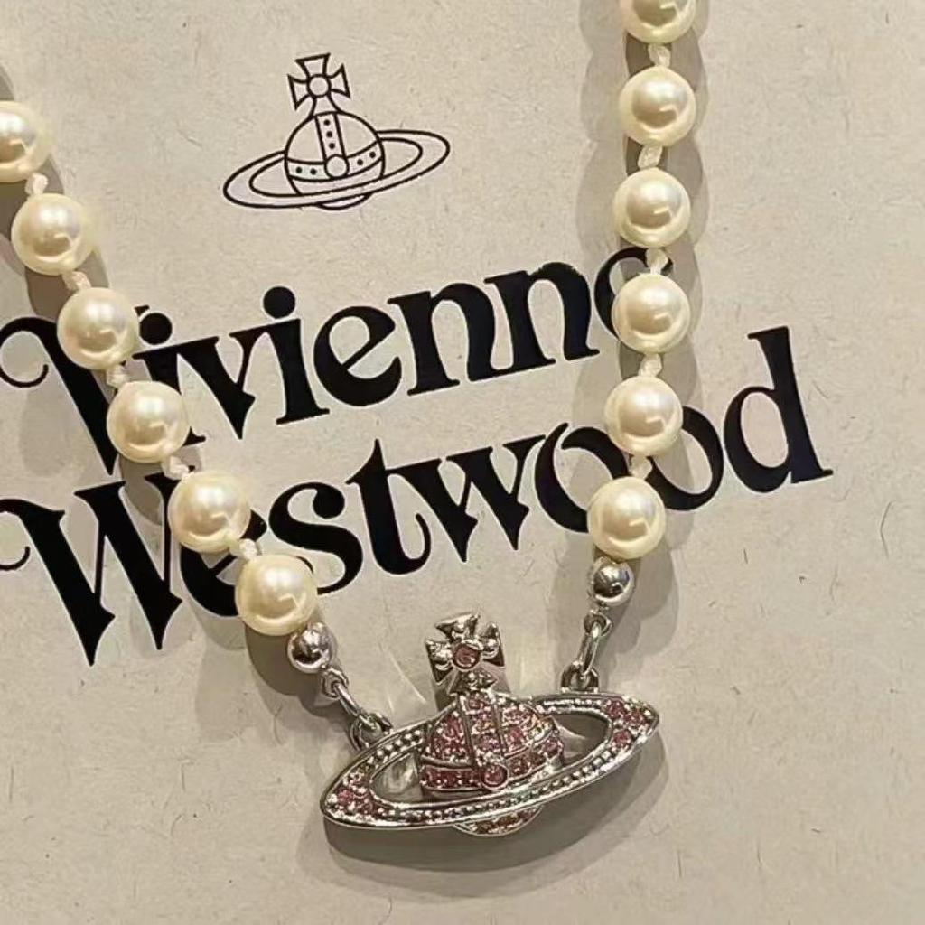 Vivienne Westwood Saturn Pearl Necklace: Women's Luxury Choker with Vivienne's Planet Clavicle Chain