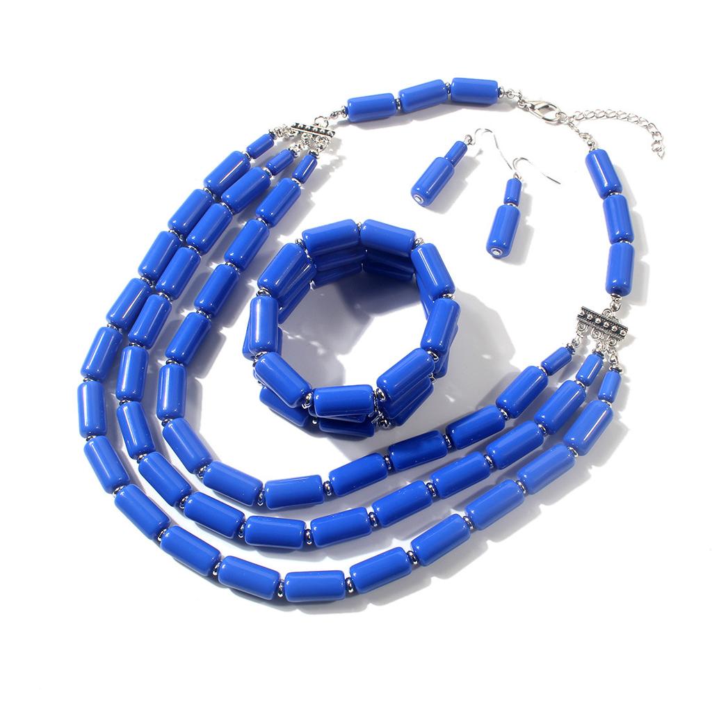 Europeiska och amerikanska halsbandssmycken pärlstavade tredelade set med flerlagers halsbandsset