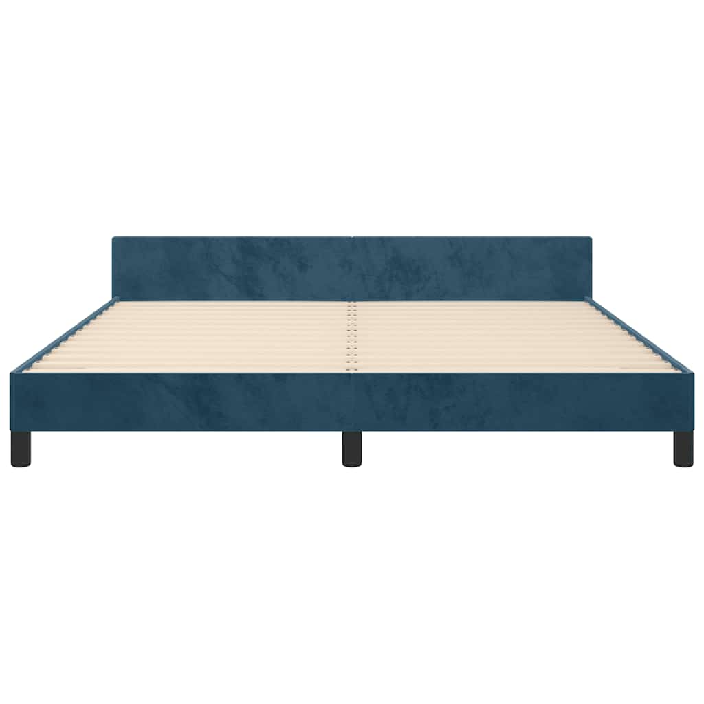 Bed Frame without Mattress Dark Blue 160x200 cm Velvet