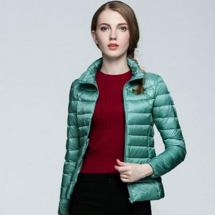 Giacca Piumino Donna Taglie Forti Stile Coreano Leggera Vestibilità Aderente Collo Alto Corta Cappotto Autunno Inverno