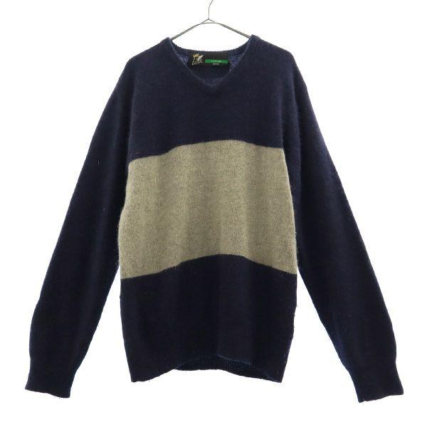 Fat Switching Long Sleeve Wool Blend Knit Sweater with Embroidered Logo Men's Used