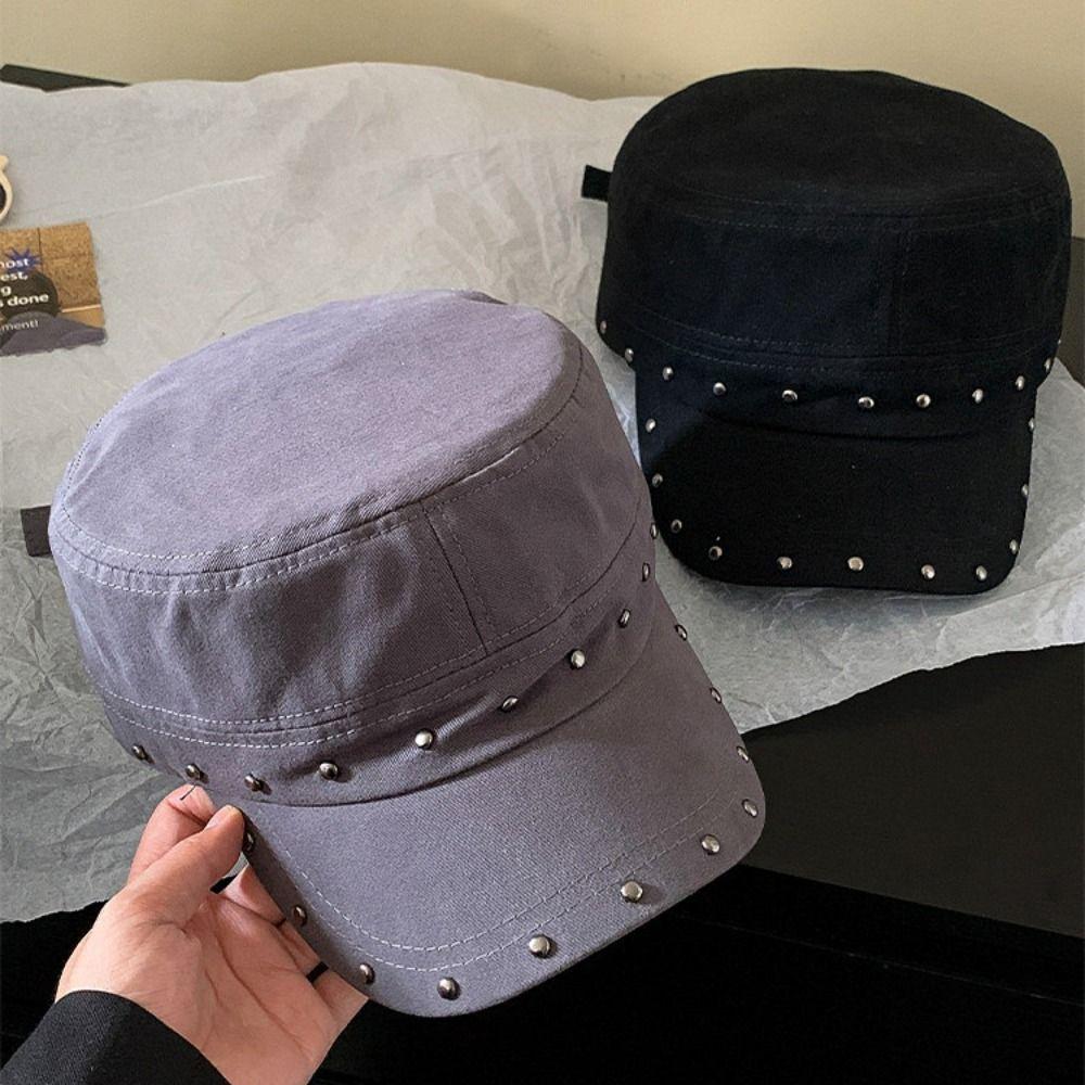 Spice Girls Rivet Flat Top Hat Cotton Equestrian Hat Personality Beret Ladies