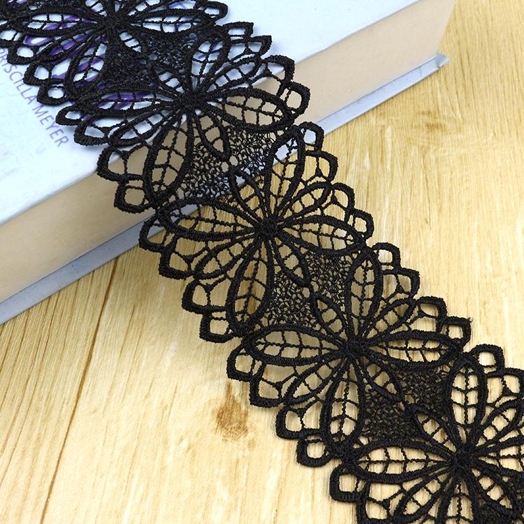 Black & White Embroidered Hollow Lace Trim for Skirts & Cuffs