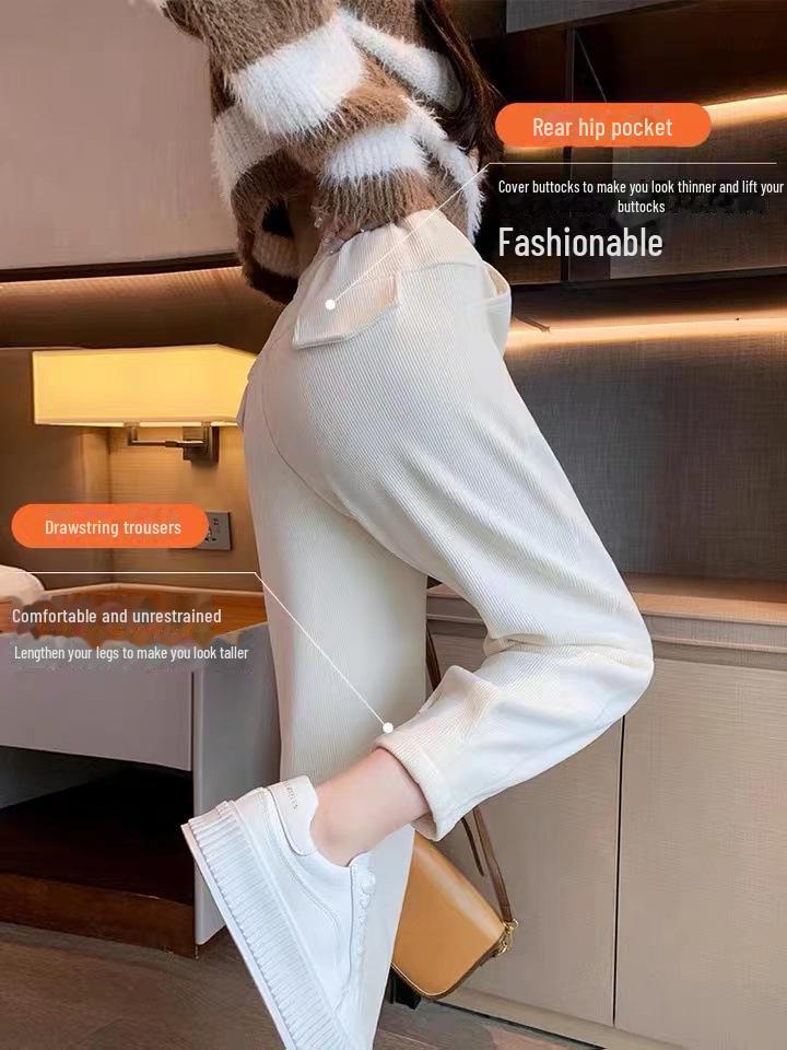 Women's Plus Velvet Harem Sweatpants - Sizes 767M-4XL, Slim Fit, Drawstring, Thickened for Autumn/Winter