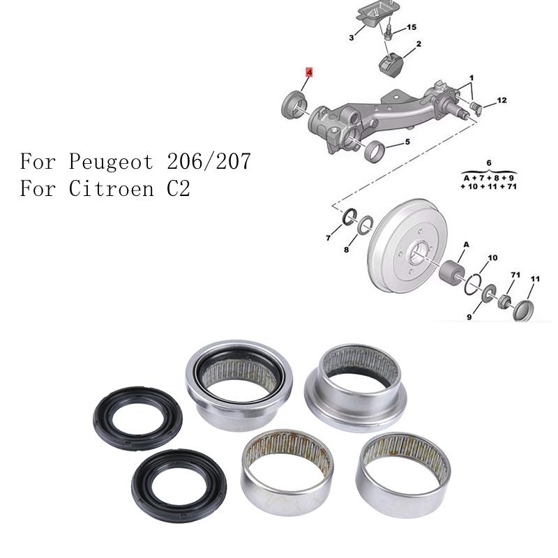 Rear Axle Trailing Arm Bush Bearing Repair Kit For Peugeot 206/207 For Citroen C2