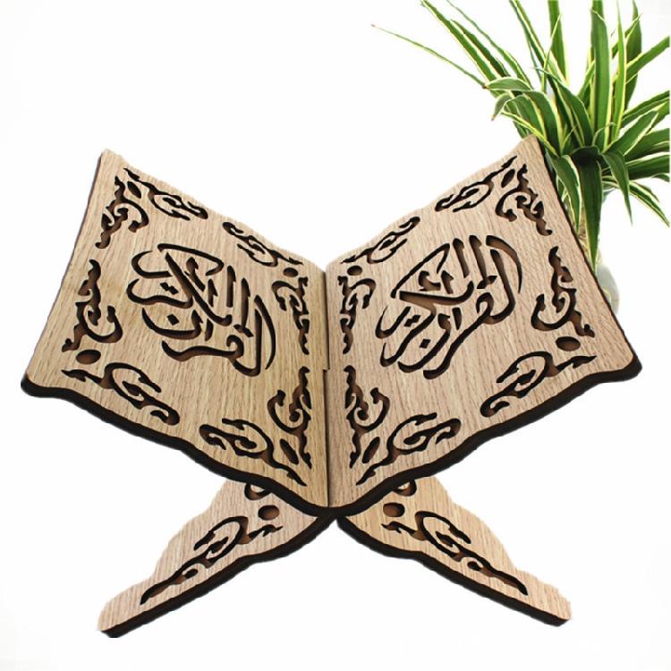 Eid Mubarak Bookshelf Wooden Islam Bible Books Storage Display Rack Retro Stand