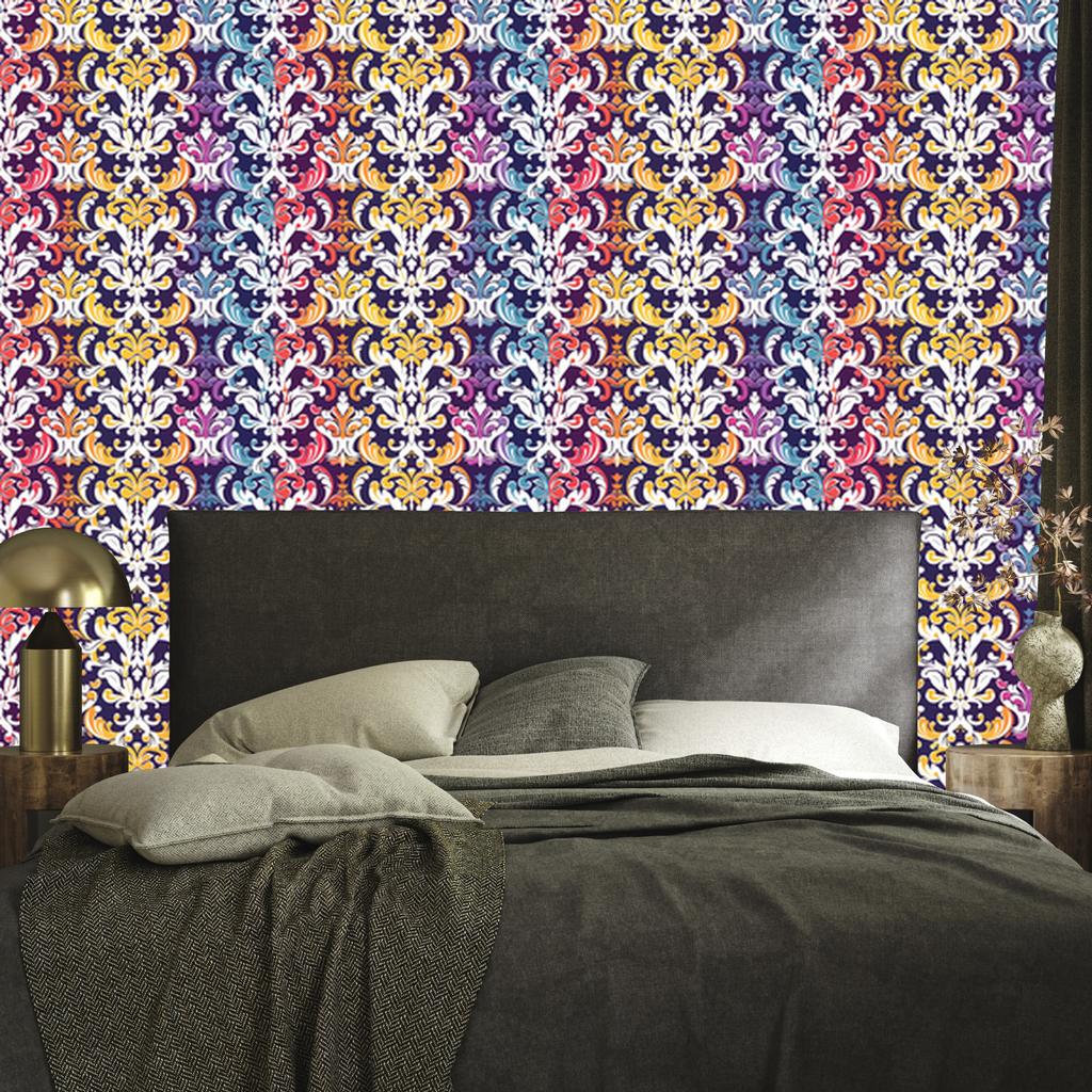 Baroque Damask Wallpaper Light Gray and Purple 50x1000