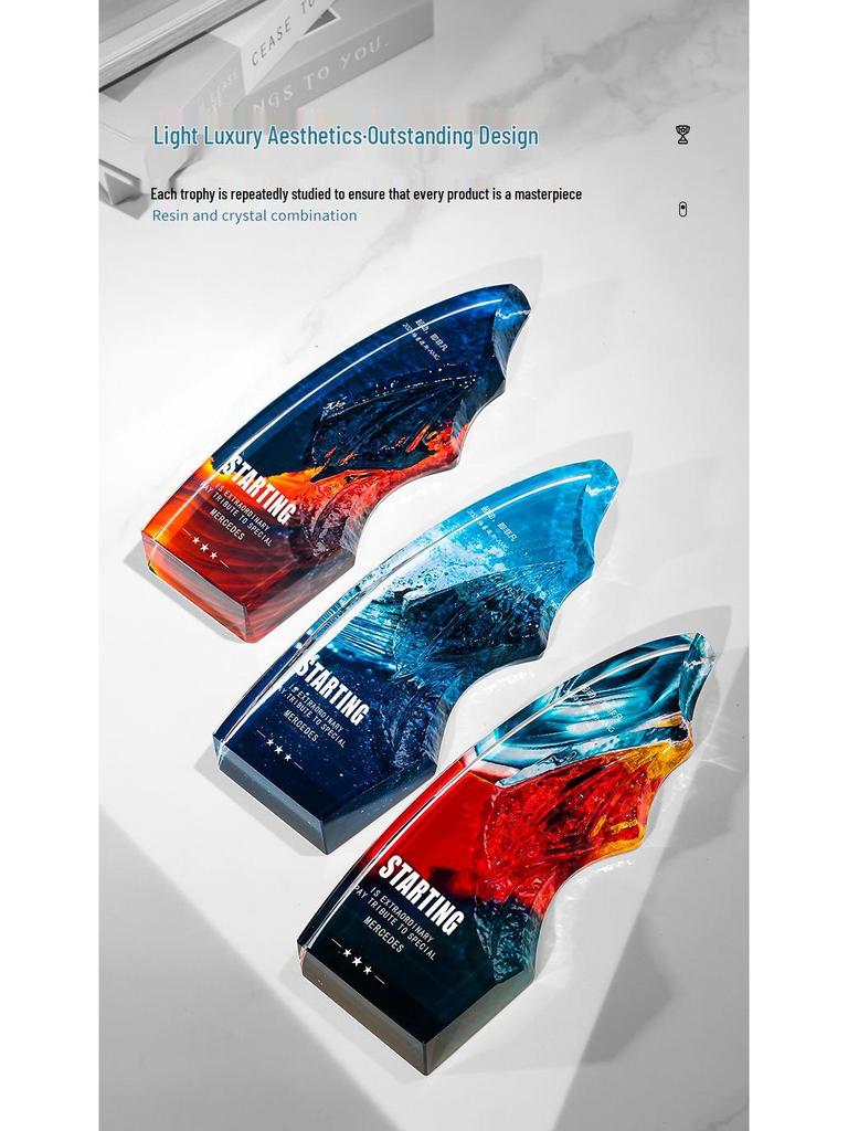 Five-Pointed Star Crystal Trophy: Full-Color Print for Outstanding Team & Employee Recognition at Annual Meeting Events