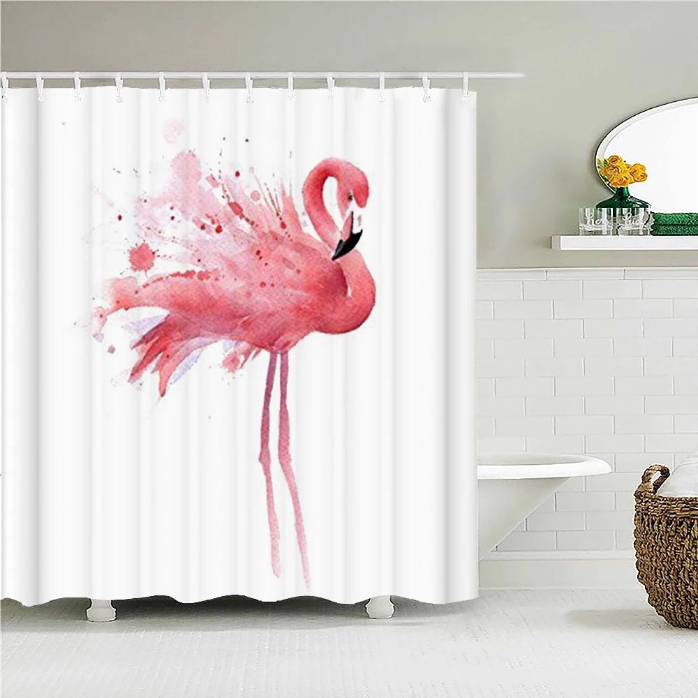 Flaming Zasłony Prysznicowe Zielony Liść Łazienka Wodoodporna Tkanina Poliestrowa Nadruk Dekoracja Zasłona Kąpielowa