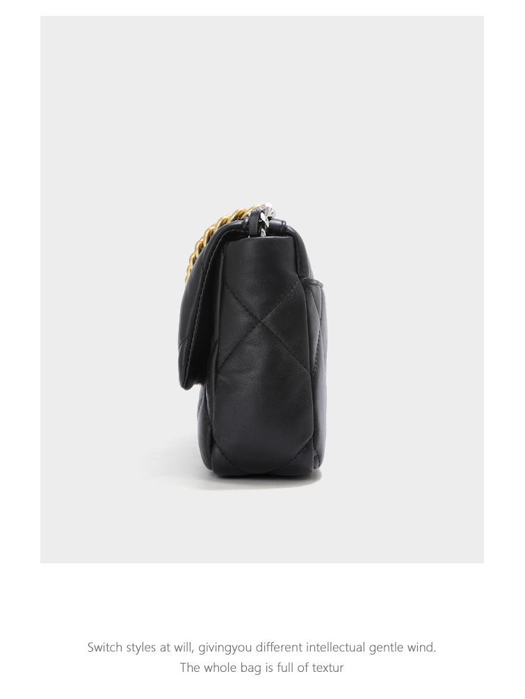 Schicke Schulter-Crossbody-Tasche aus rautenförmig gestepptem Lammleder - Damen Große Kapazität, Vielseitig, Pendlerstil