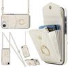 For iPhone 16e Case RFID Blocking Card Bag Leather+TPU Crossbody Phone Cover with Ring Kickstand