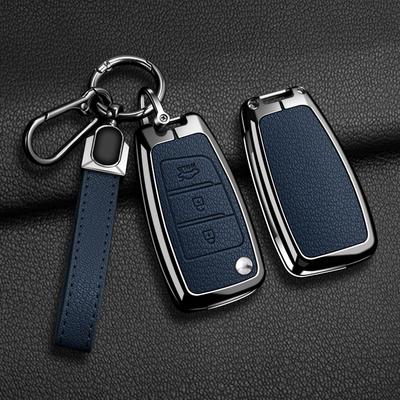 Zinc Alloy Leather Car Key Case Cover For Hyundai Elantra Solaris Tucson I30 I35 I40 Kona Genesis Santa Fe Azera Holder Shell