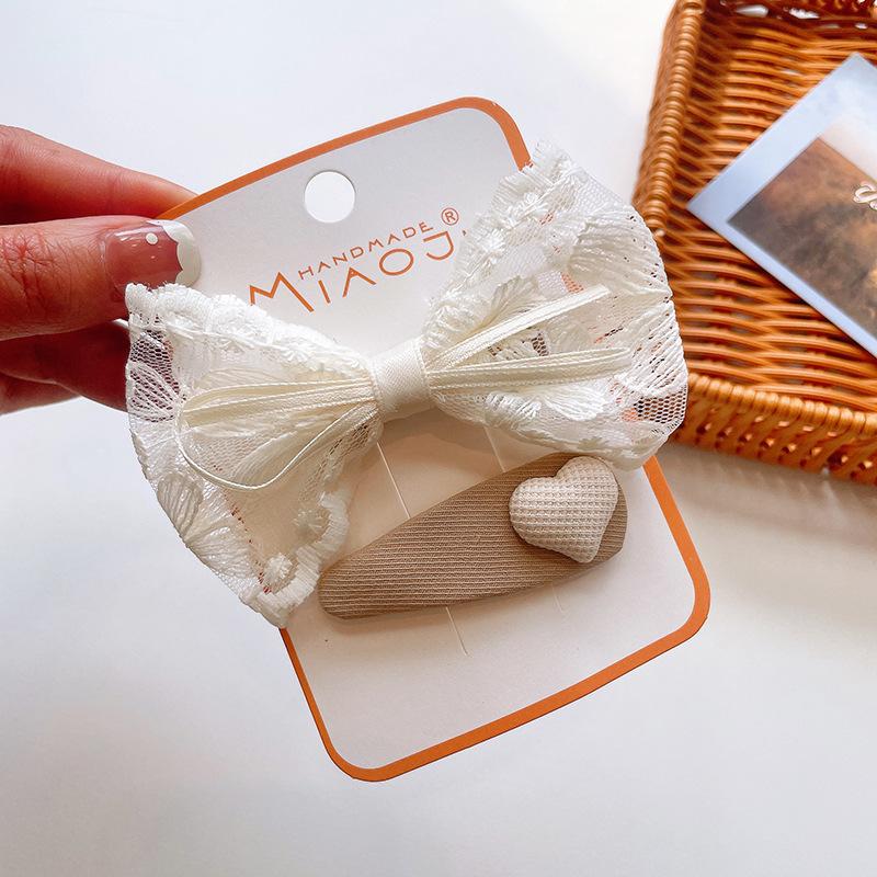 2pcs Fabric Embroidery Hairpin Korean Version of Children's Girls Bangs Broken Hair Headwear Girls Kids Hair Accessories