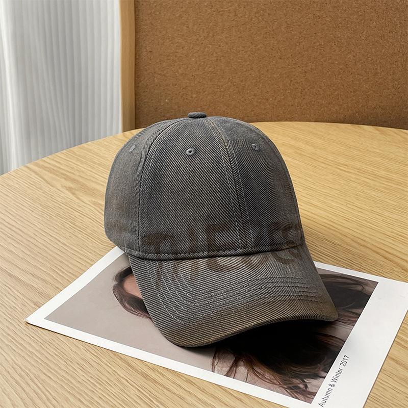 

Retro washed old letter baseball hat female spring and autumn wide brim big head circumference showing face small versatile cap 55-60 (washed cotton)