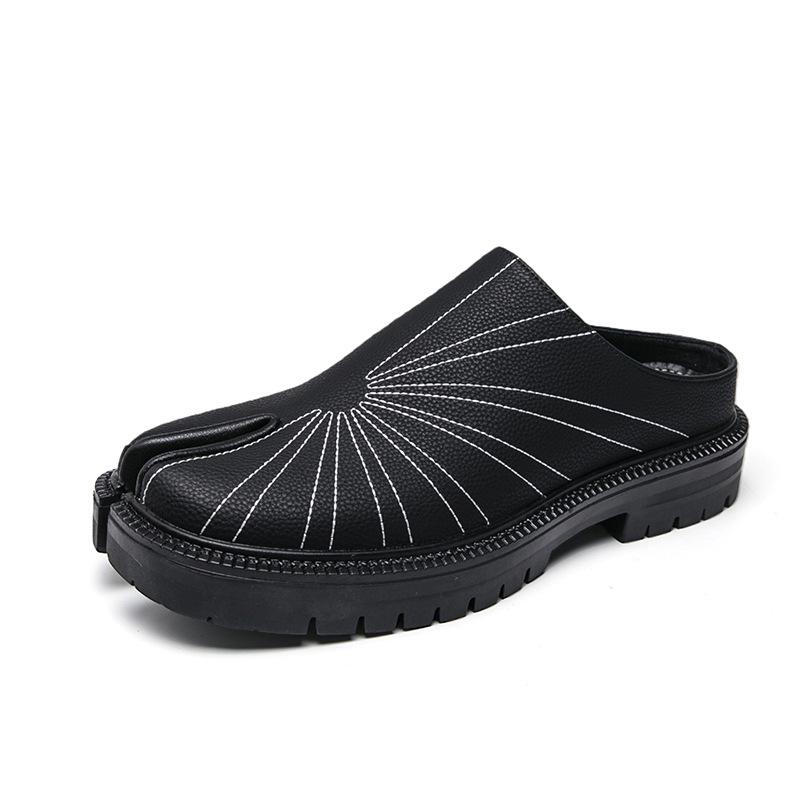 Herren-Loafer im japanischen Stil mit geteilter Zehe, zum Hineinschlüpfen, aus Leder - Lässige Halbschuhe