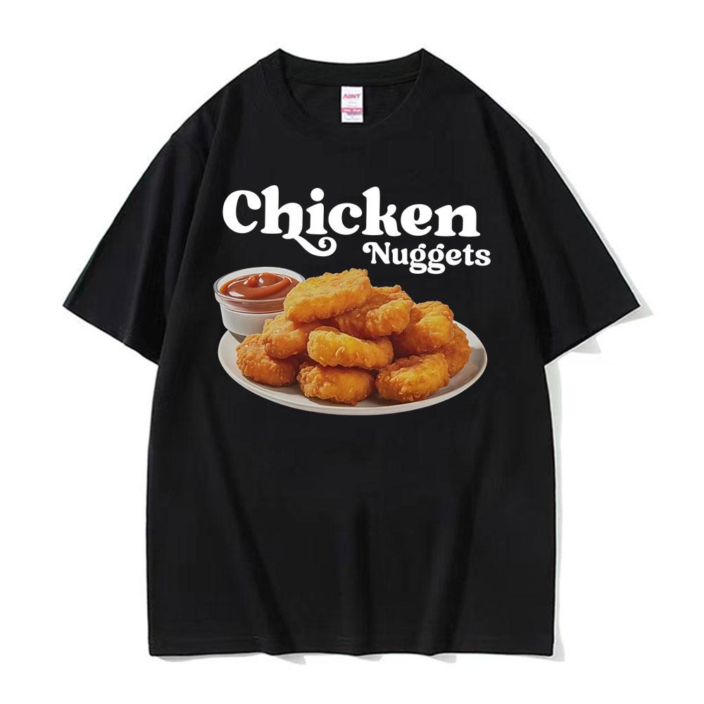 Funny Chicken Nuggets Vintage Style Meme Graphic Tshirt Men Women Hip Hop Gothic Oversized T Shirt 100 Cotton Comfort Tshirts