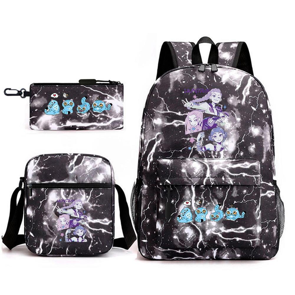 Demon Hunter Girl Group Backpack Kpop Backpack Digital Color Printing Boys And Girls School Bag Shoulder Bag Three-Piece Set