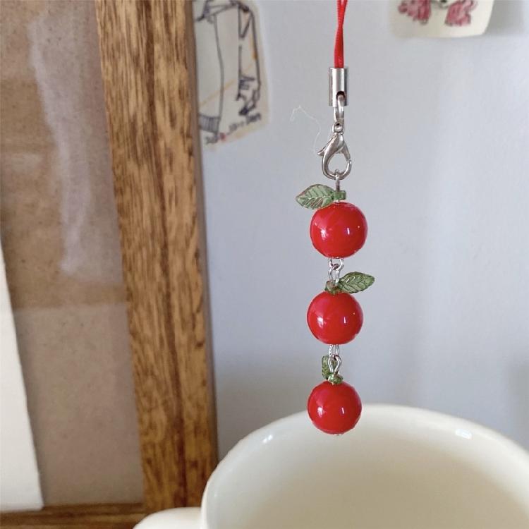 Novelty Tomato with Leaf Girl Keychain Charm Pendant Accessory for School Travel and Everyday Styles Daily Casual Use
