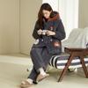Winter three-layer padded coral fleece pajamas women's winter thickened hooded warm flannel cartoon loungewear women's