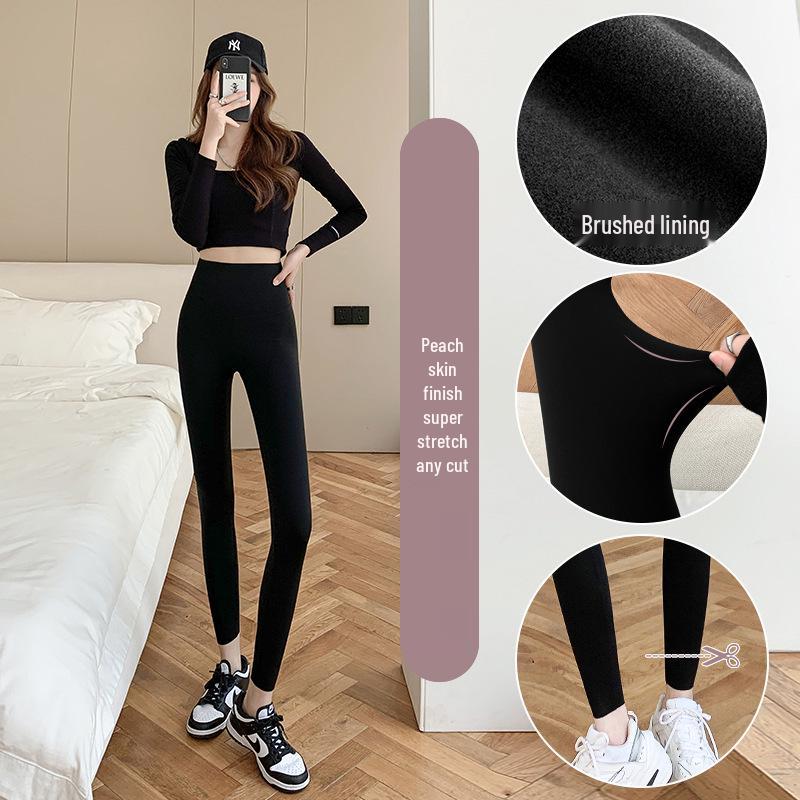 High Waist Women's Velvet-Lined Yoga Leggings - Slimming & Thick Shark Skin Barbie Pants for Autumn/Winter