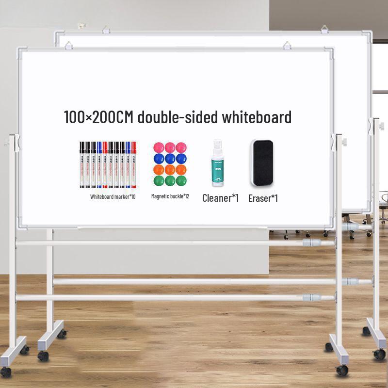 Double-Sided Movable Whiteboard & Blackout Board Easel Stand for Home & Office Teaching