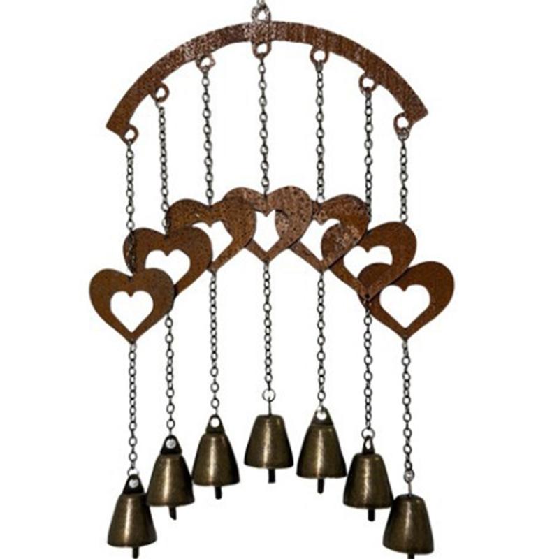 

Handcrafted Heart Wind Chime For Garden Decoration Rustproof Metal Relaxing Sound Therapy Easy Installation Decoration