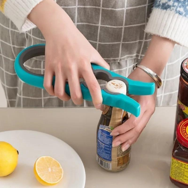 4 In 1 Kitchen Jar Lid Opener Multi-function Can Opener Jar Opener Clamp Non-slip Labor Saving Tool for Weak Hand Home Essential