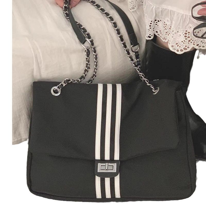 2023 Trendy Women's Canvas Chain Tote Bag – Stylish, Large-Capacity Crossbody & Hobo Style