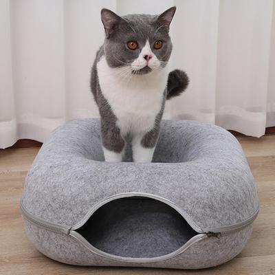 Felt Cat Tunnel Cave Bed, Detachable Cozy Easy To Carry for Training Toy