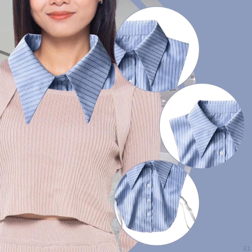 Fake Neck Blue Striped Accessories Detachable Dickey