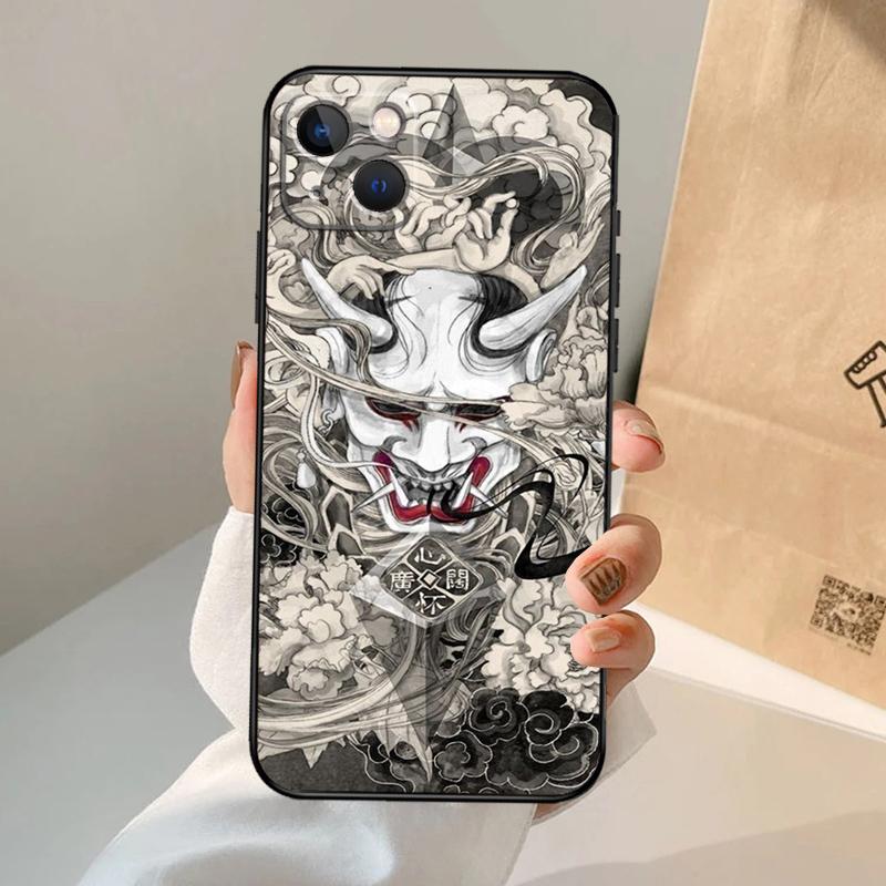 Samurai Oni Mask Phone Case For iPhone 17 Air 16 15 14 11 12 13 Pro Max 12 13 Mini 15 16 Plus 16e Cover Coque