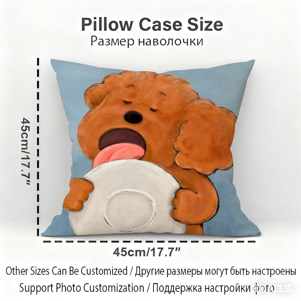 Puppy Life Cushion Cover Household Decoration Linen Sofa Cushion Cover: Skin-Friendly & Breathable With Invisible Zipper