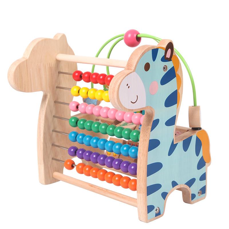 Multifunctional Wooden Abacus & Bead Maze for Baby's Hand-Eye Coordination and Early Education
