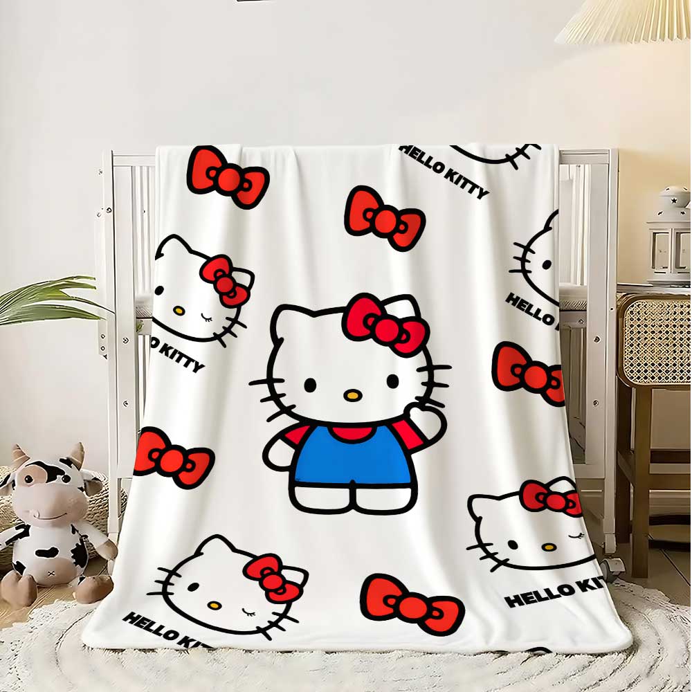 Kawaii Hellos Cat Nap Blanket Sofa Winter Fluffy Soft Blankets for Bed Home Bedroom Decoration Bedspread the Throw Warm Knee