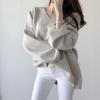 Women's Loose V-neck Pullover Bottom Sweater Korean Style Knitwear Autumn Temperament Fashion Women