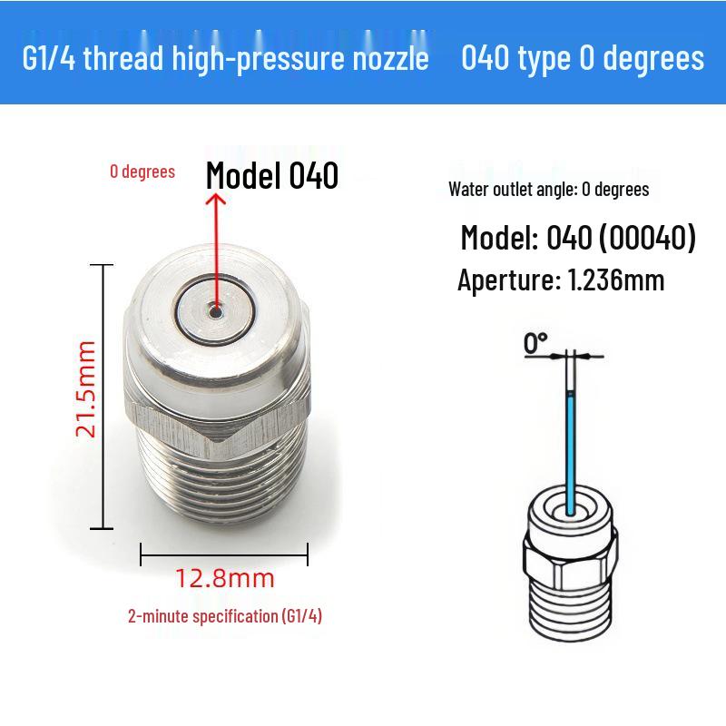 High-Pressure Stainless Steel G1/4 Nozzle for Industrial Cleaning and Dust Removal