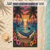 Landscape Theme Soft Beach Towel Personalized Custom Name Text Towel Portable for Beach Pool Travel