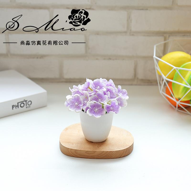 1Pc Artificial Simulation Silk Flower Bonsai Small Hydrangea Potted Plant Landscape Home Office Desktop Decoration