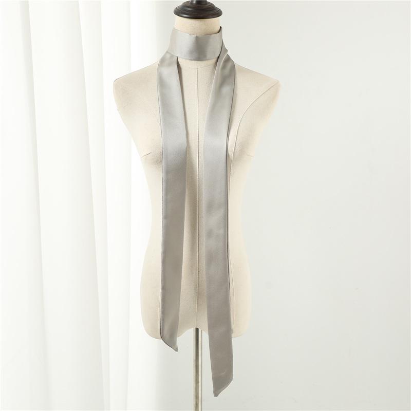 Influencer Style Silk Scarf: Hair Tie, Solid Color, Long & Narrow, Korean Style Necktie, Flowing Ribbon for Women