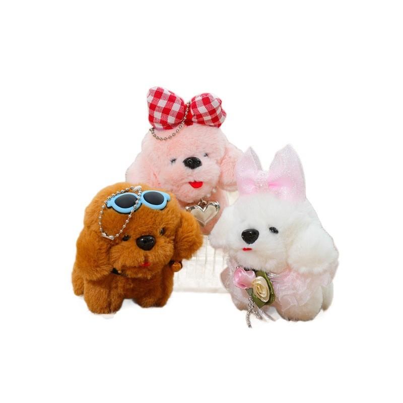 Cute Teddy Dog Plush Doll With Heart Necklace For Gift And Decor