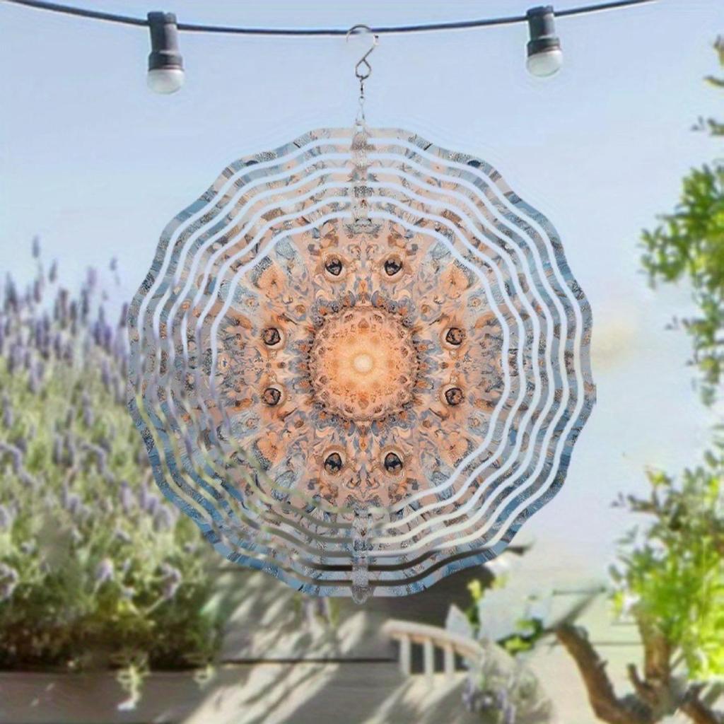 Bohemian Wind Spinner 10 Inch Metal Hanging Decor for Garden Balcony Outdoor 360 Degree Swivel Hook All Season Gift Idea