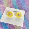 Korean Fashion Colorful Flower Clip Earrings for Women Sweet Ear Cuffs Temperament Summer Jewelry Gift Y2K Accessories Party