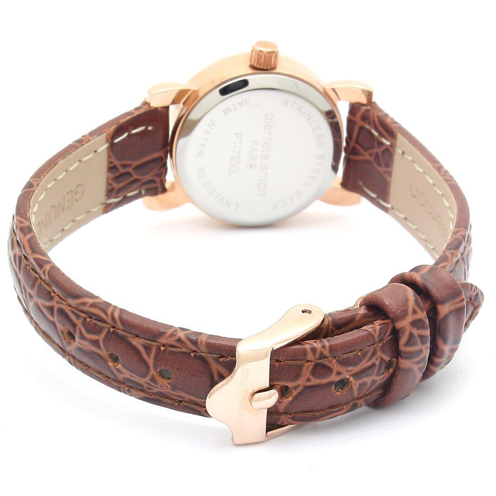 [Pierretalamon] Pierretalamon Watch 1 Point Natural Diamond Natural Shell Dial Leather Band Watch Pink Gold X Brown PT-7300L-3 Women's