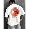 Basketball Graphic T-Shirt for Men, Cotton Casual Short Sleeve Tee for Daily Wear