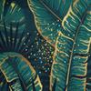Tropical Green Leaf Pattern Bedding Set - Soft Fabric & Exquisite Gold Accents, Queen Size Available